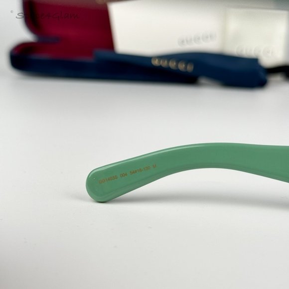 BRAND NEW Gucci GG1403S 004 Sage Green Gray Unisex Rectangle Sunglasses - Picture 7 of 9